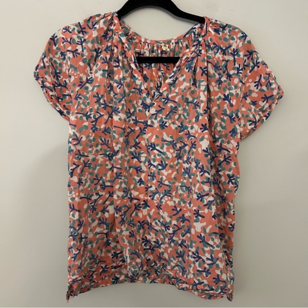 Mirth Pink Floral‎ Printed V-Neck Blouse